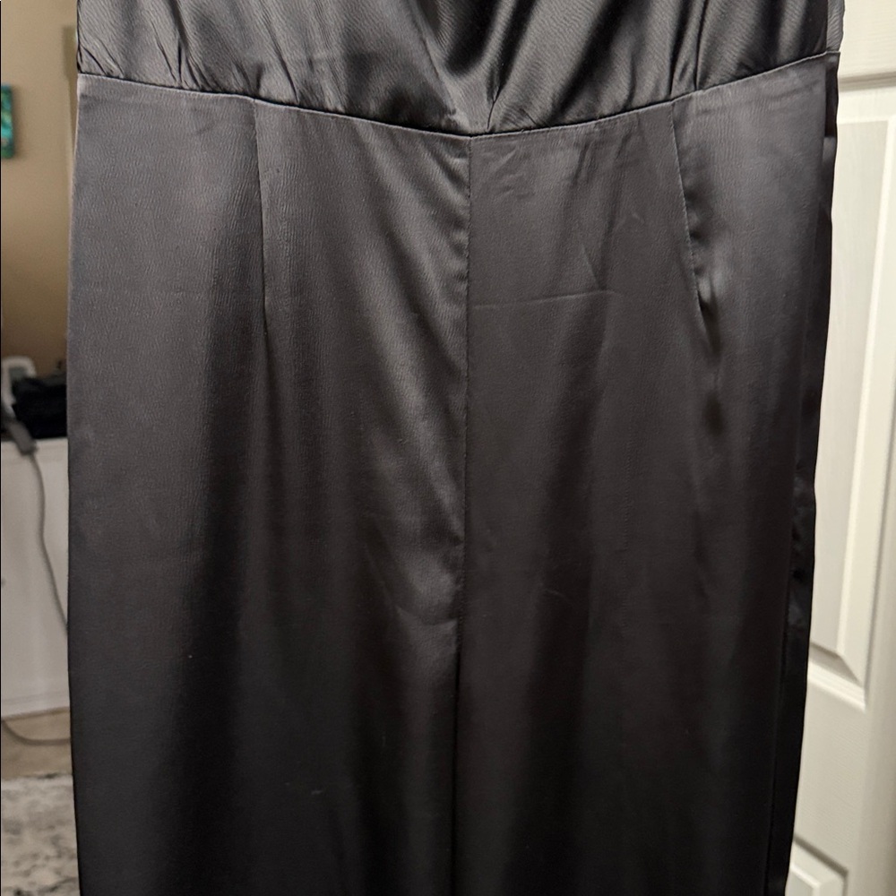 WAYF Black Satin Jumpsuit One Shoulder - Picture 8 of 11
